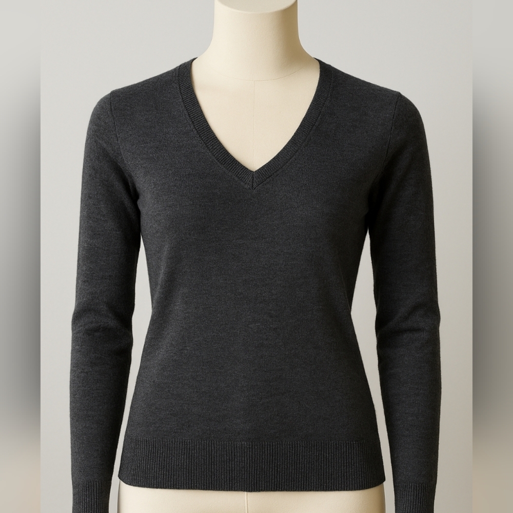 Brooks Brothers Women’s Merino Wool V-Neck Sweater Dark Gray Size Small